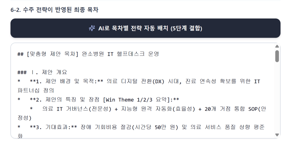 목차별 전략 배분 및 헤드메시지 개발