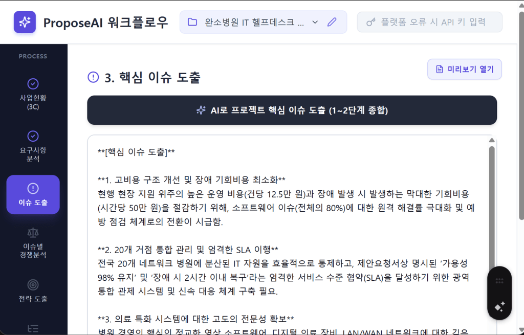 사업의 핵심이슈 도출